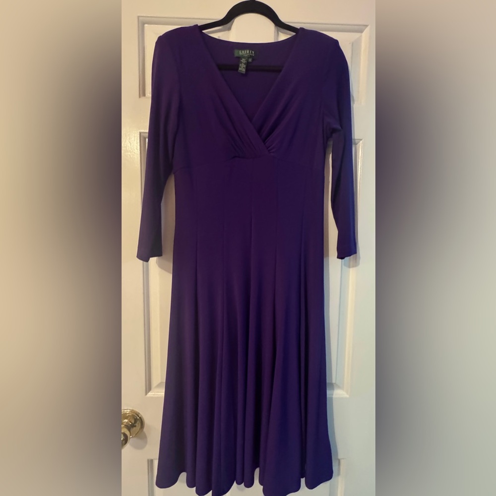 Lauren Ralph Lauren Vintage Empire Waist Full Skirt Rich Purple Maxi Dress EUC